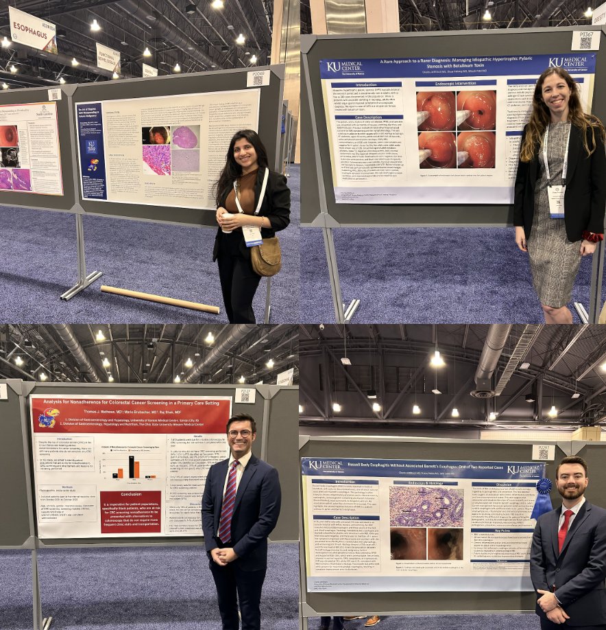 KUIMchiefs's tweet photo. Come scope out a few posters prepped by our residents and chief residents at @AmCollegeGastro along with the [food] bolus of additional research to ensure your management of GI pathology is clear!

#ACG2024 #ACGfamily @KUMedCenter @KU_GIHep https://t.co/GqxpZl0JF6