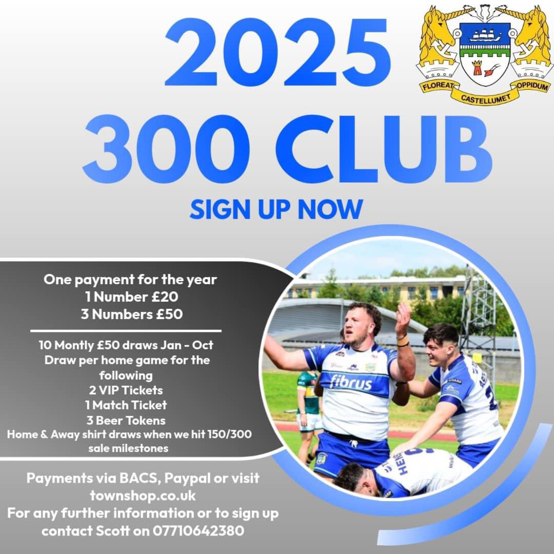 The 300 Club is back up and running for 2025. 

This has proved to be a vital fundraiser for the club, please see all details on what’s included below. 

Payments can be taken via PayPal, bank transfer or visiting townshop.co.uk 

<a href="/WorkingtonTown/">Workington Town</a>