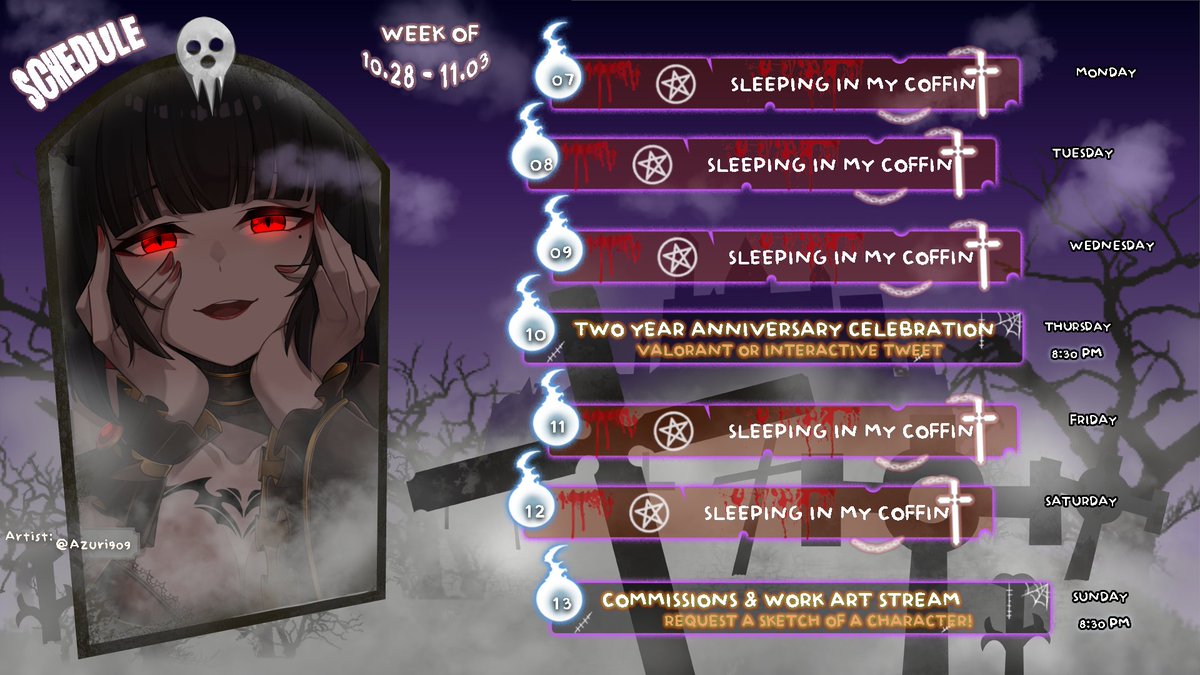 KideathVT's tweet photo. 💗WEEKLY SCHEDULE
💕Two year anniversary celebration!
⬇️Link below
#KidiLIVE #VTuber https://t.co/XGeXHXHPFp