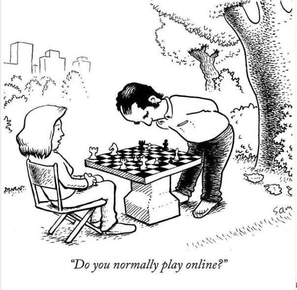 natesolon's tweet photo. Anybody play like this at your OTB tournaments?

2023 New Yorker cartoon by Sam Hurt https://t.co/AjhCZAqe5K