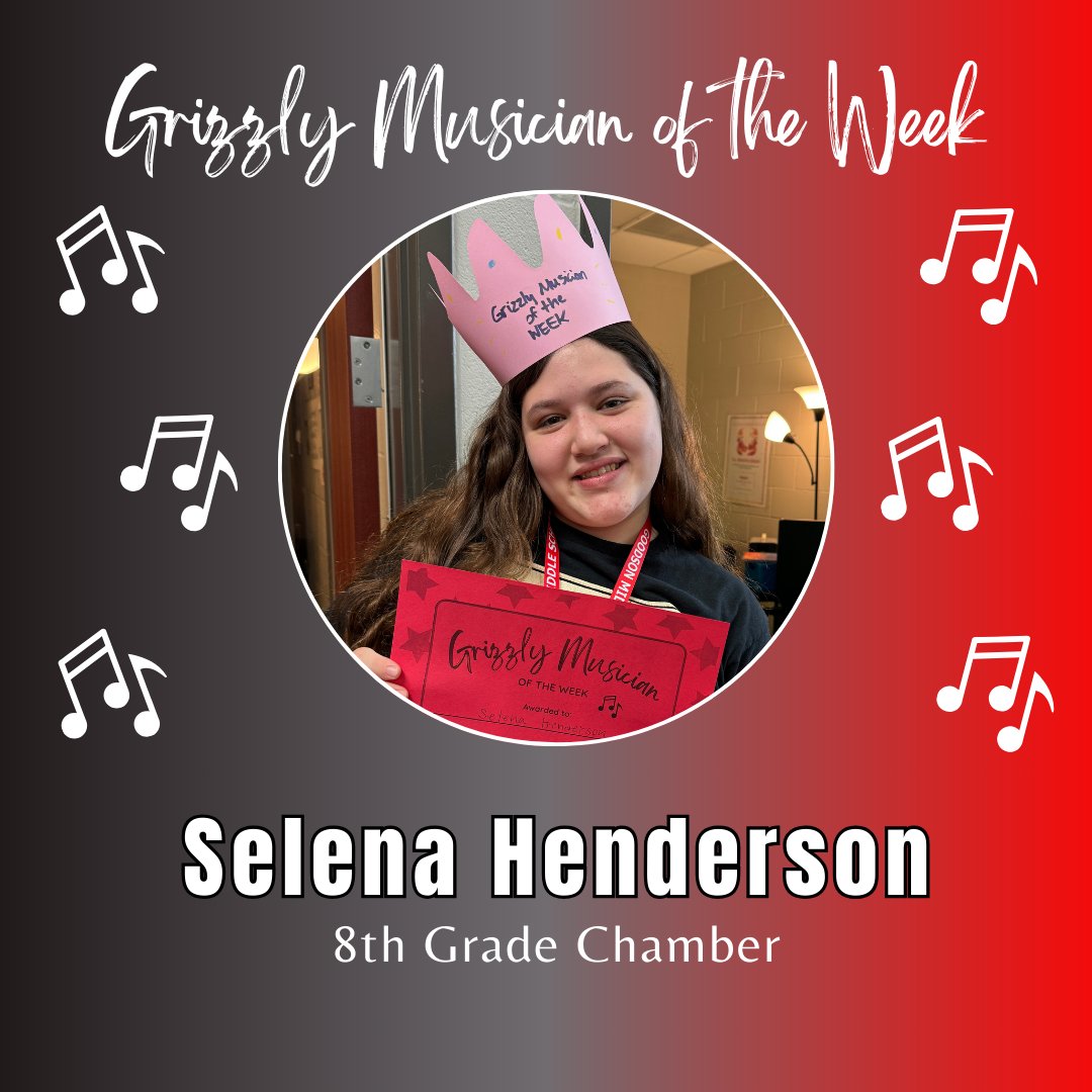 GoodsonOrch's tweet photo. Selena is our next Grizzly Musician of the Week! Selena greets our 1st period every morning with a smile and hello greeting! She spreads kindness and happiness wherever she goes!  Way to go Selena! #grizzlymusician @CFISD_FineArts  @goodsongms  @BP_Vasquez @CFISD_Music https://t.co/hCHyH8DYJl