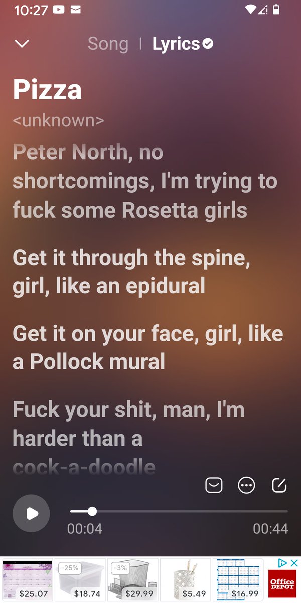 arsenalstudios's tweet photo. @aitubo_AI I made a song the other day with your AI. It worked great. Only, when I was playing it on my phone I saw the lyrics button. When I hit that, these wrong lyrics popped up on a song for kids. Not sure how this happened? Obviously not my pizza song lyrics. https://t.co/If9tmr4l3C