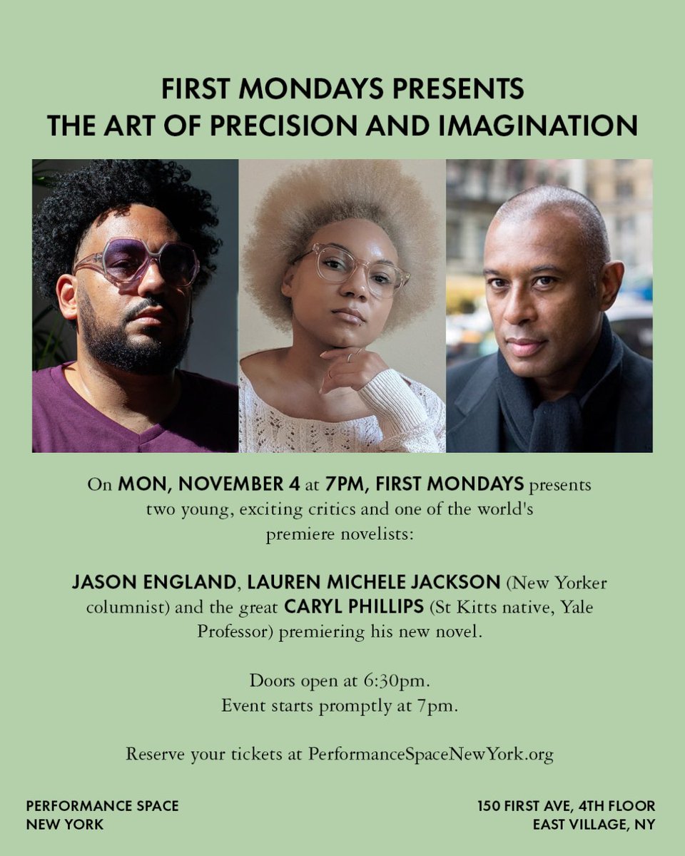 Want to be with live people thinking together on the night before Election Day? Join me on Mon Nov. 4 (doors open at 6:30) for New Work In Progress- from 3 fascinating writers: Jason England, Lauren Michele Jackson (New Yorker) and the great Carol Phillips. FREE tickets in link!