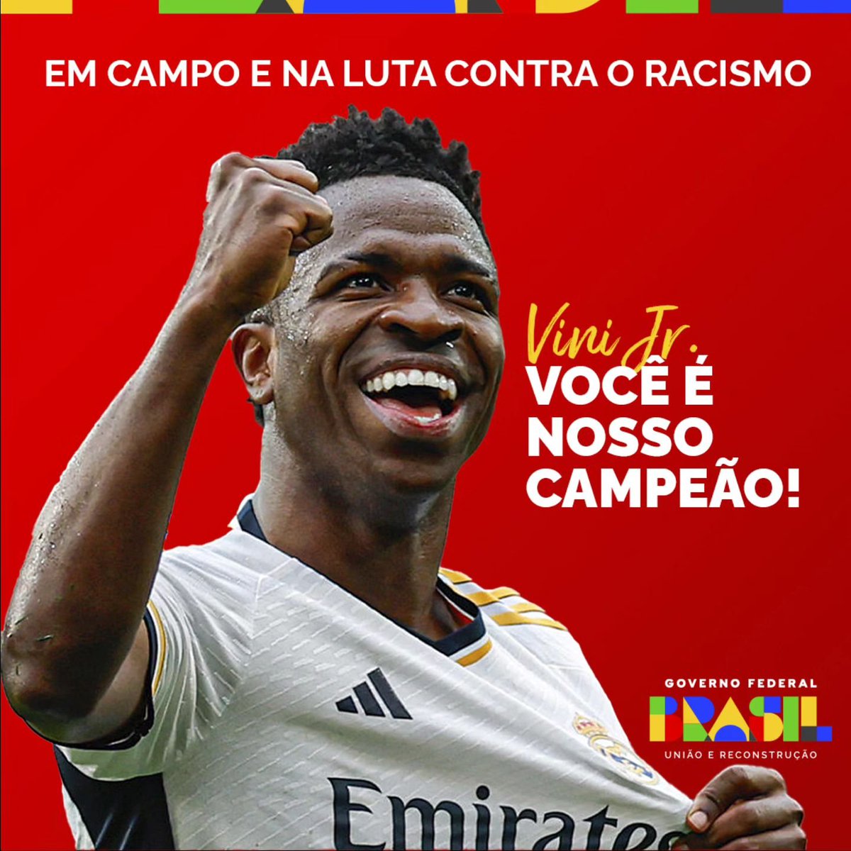 O melhor do mundo! ⚽🇧🇷 Algoz dos racistas e orgulho do Brasil, Vini Jr. é o nosso campeão.