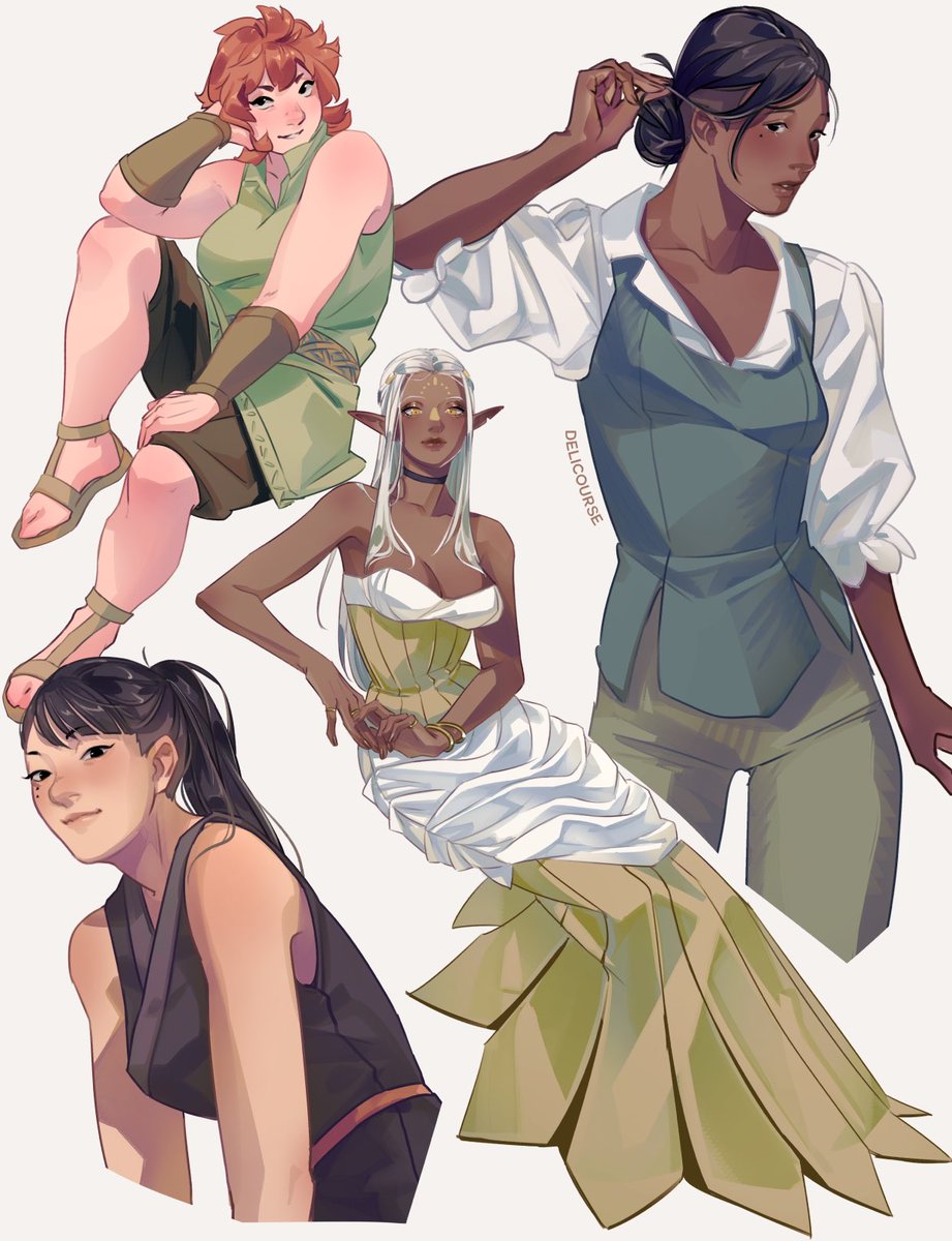 delicourseart's tweet image. some #dungeonmeshi girls💐