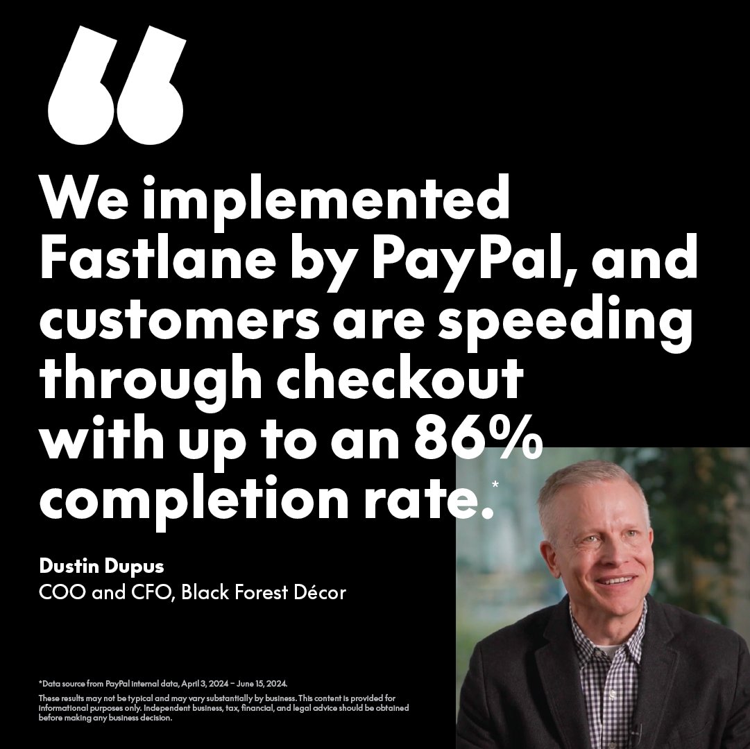PayPal_Open's tweet image. New case study! Black Forest Décor, LLC sped up checkout and increased conversions with #Fastlane by PayPal! Dustin Dupus (COO/CFO) explains how A/B testing made all the difference. Learn more here: bit.ly/40m0Pc8