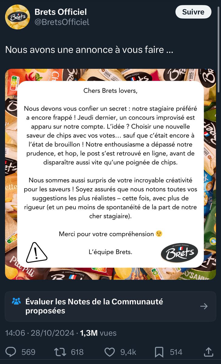 Petite erreur de parcours en termes de com pour le roi des chips Brets 🫠 Plus de détails > linkedin.com/posts/florence…