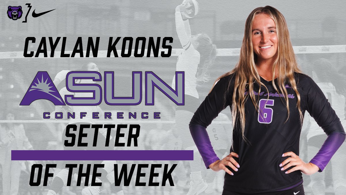 ucavball's tweet photo. Not one... but TWO weekly awards for the Sugar Bears! Caylan Koons with her 3⃣rd Setter of the Week, and Regan Harp earns her first Freshman of the Week!

📰- https://t.co/aOgUkgNHXP

#BearClawsUp x #SugaSuga https://t.co/c2WYEdR5Az