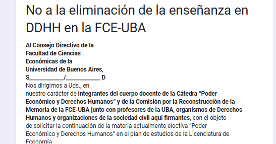 Ante esto, estamos juntando adhesiones (docs.google.com/forms/d/e/1FAI…) y visibilizando la situación, para que no se avance en este sentido...
