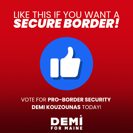 DemiforSenate's tweet photo. Like this if you believe in securing our borders! We can’t afford to let open border policies continue. Tune in to the Senate debate tonight at 7 PM on WGME 13 to hear how I plan to protect Maine and keep our communities safe. 🛑 #SecureOurBorder #VoteDemi #MaineDebate https://t.co/aF7fKKATXQ
