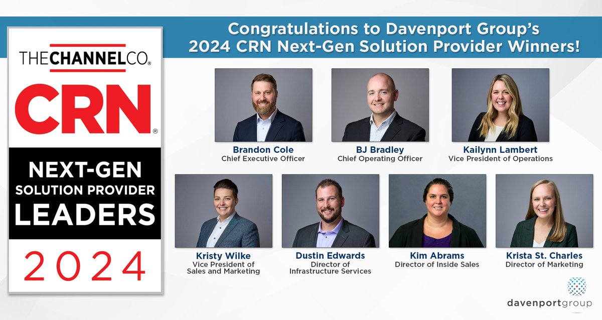 We are proud to share that CRN, a brand of The Channel Company, has named seven of our very own as 2024 CRN Next-Gen Solution Provider Leaders! 

See the full list: CRN.com/nextgen
Read our press release: lnkd.in/e3gzWerB