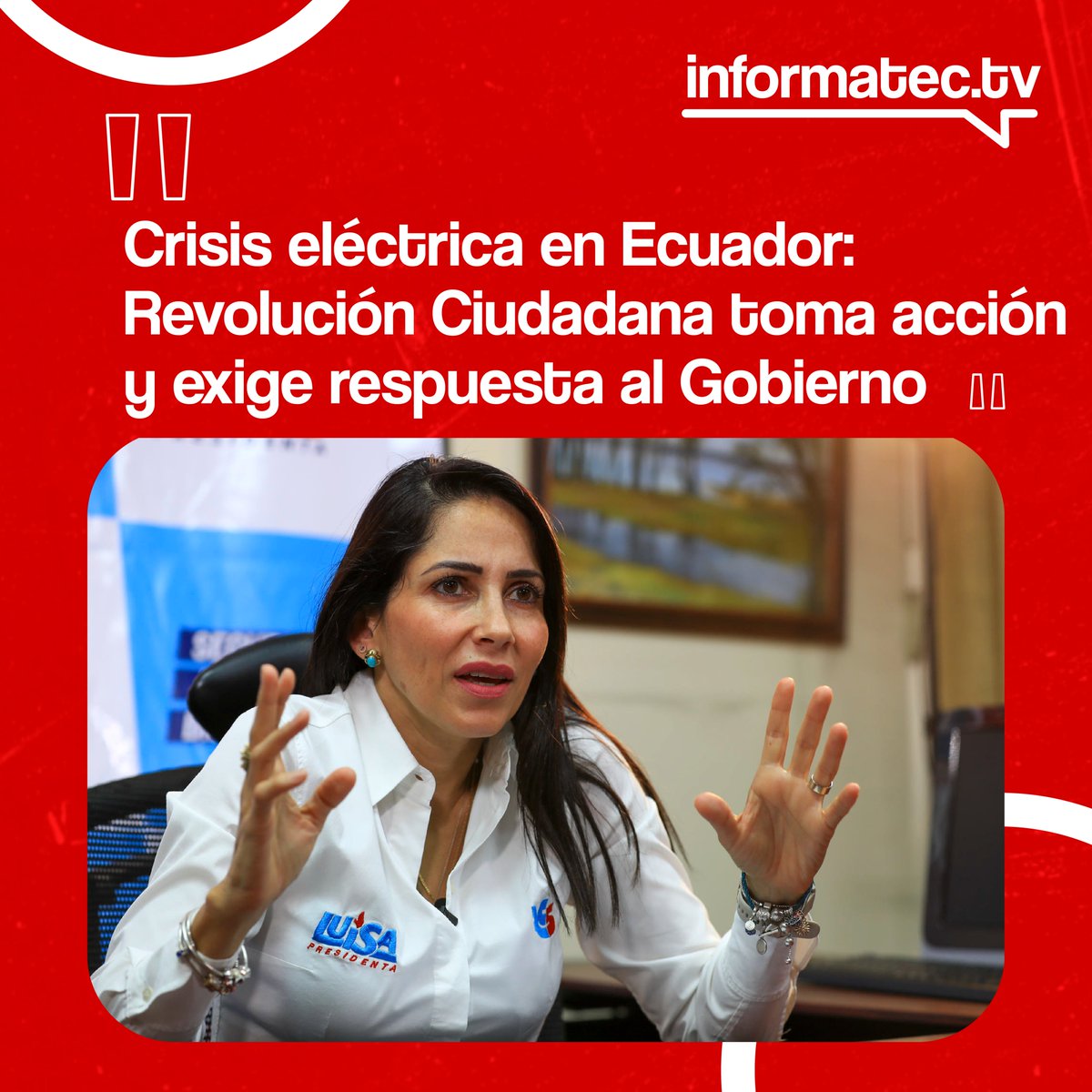 Informatectv_e's tweet photo. La Revolución Ciudadana anuncia acciones para mitigar el impacto en familias y exige al Gobierno medidas concretas. Proponen inversión pública, suspensión de deudas coactivas y reactivación de proyectos eléctricos clave.
👉Léalo completo en:https://t.co/L9k969LRE9 https://t.co/k8VPO6PboU