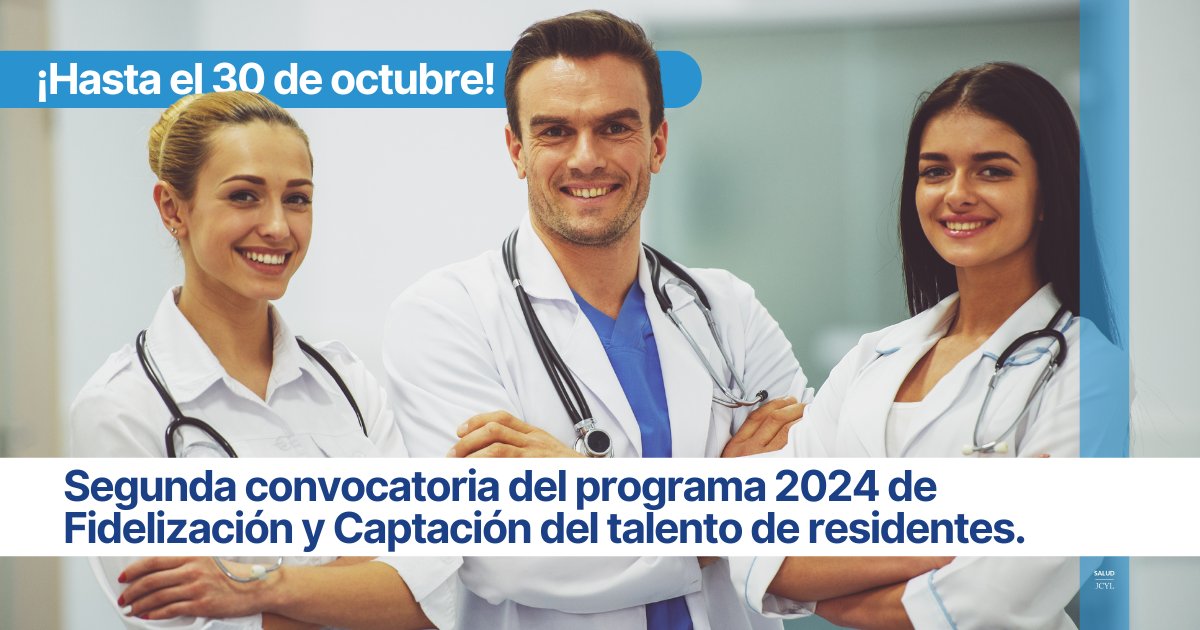 Segunda vuelta Programa fidelización y captación del talento.

✅ Si queréis trabajar en Castilla y Leon con un contrato de 3 años ➡️ ¡todavía estáis a tiempo!

➡️ Fin del plazo de presentación de solicitudes el 30 de octubre ⬅️