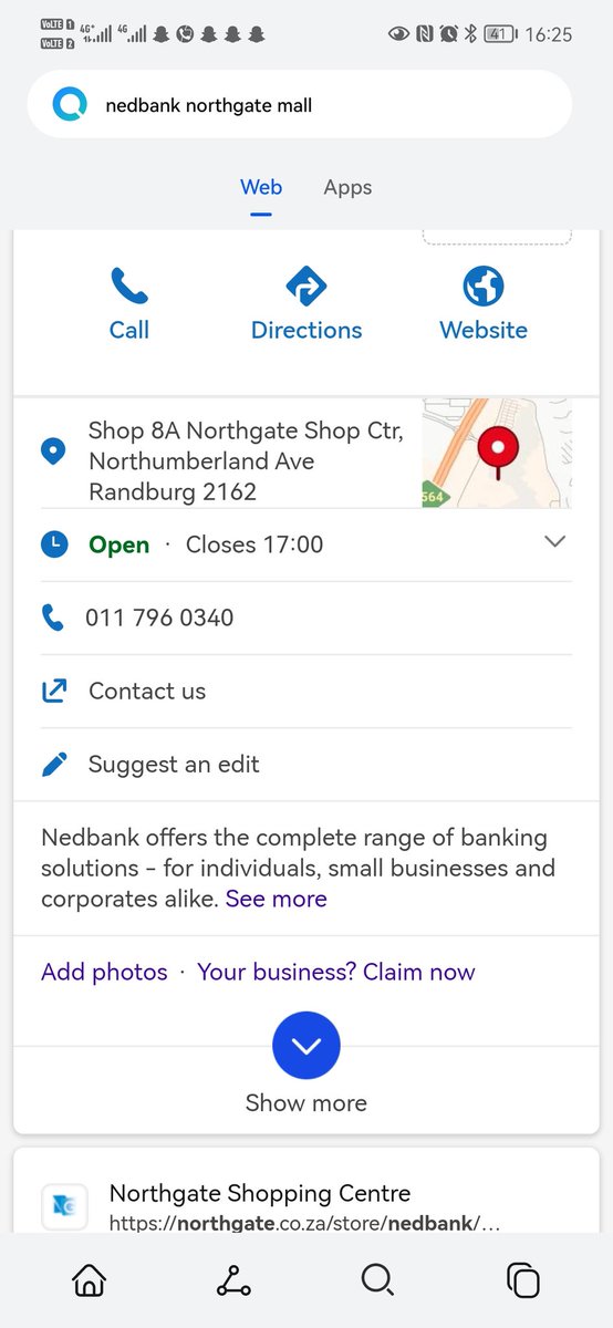 mustafm's tweet photo. @Nedbank please get your house in order. You are inconveniencing us as the website says you close 17h00pm and the branch closed at 16h00pm. https://t.co/fzsGrrLAAL