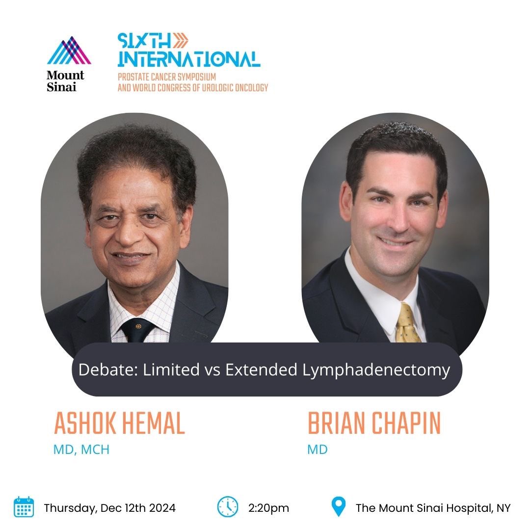 The 6th International Prostate Cancer Symposium &amp; World Congress of Urologic Oncology will feature an engaging debate at Mount Sinai Hospital, New York. The subject: “Limited vs Extended Lymphadenectomy". #urology #urologist #conferencenyc