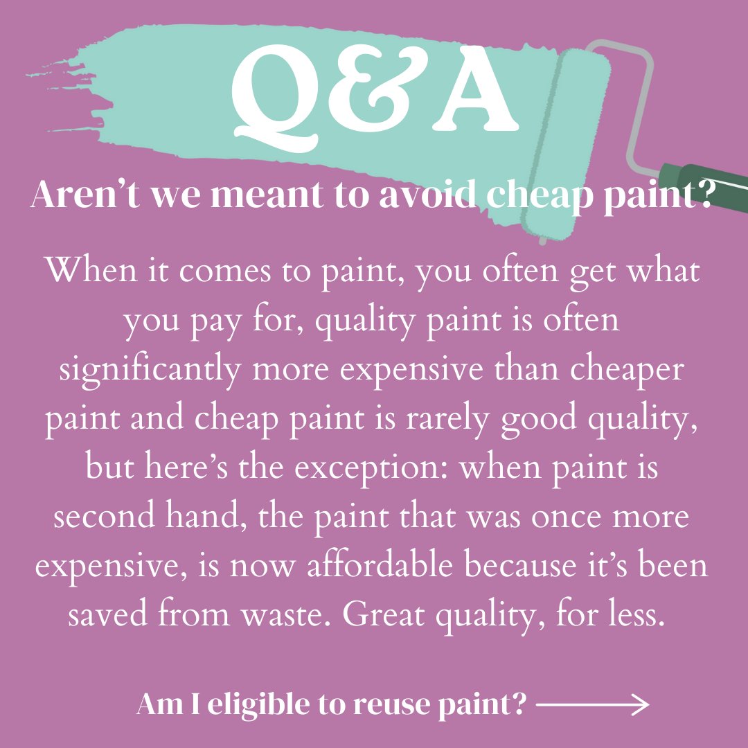 Comm_RePaint's tweet image. Do you have any silly or not-silly questions around reusing paint? We&apos;ve been making paint reuse happen for over 30 years, 5.4 million litres of it. So If you&apos;ve got questions, we&apos;d love to hear them! 

#sillyquestions #reuse #paint