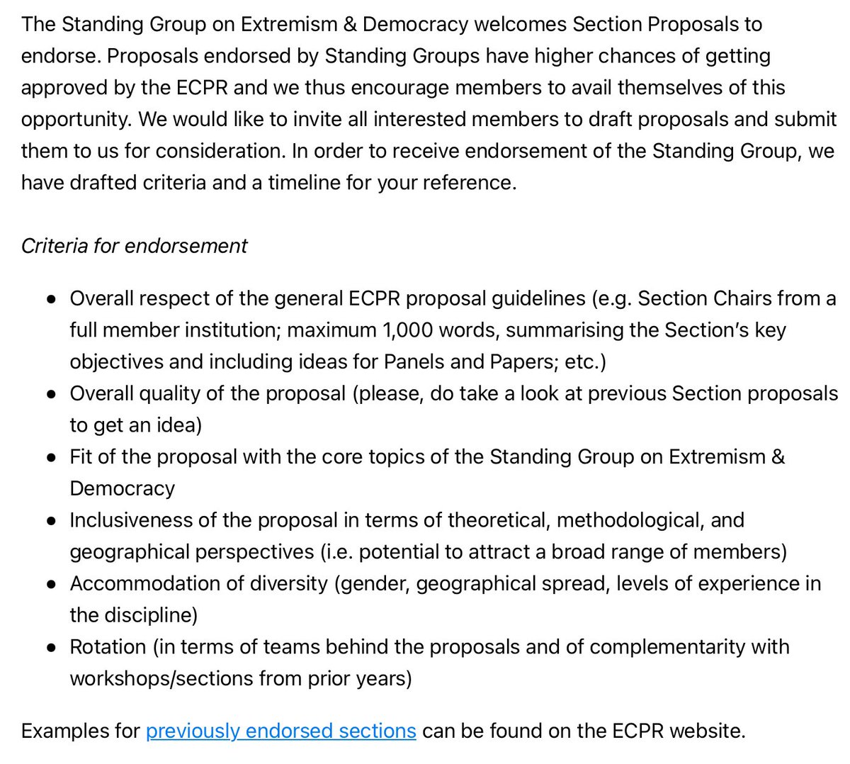 ☎️ We are still looking for Section Proposals for the <a href="/ECPR/">European Consortium for Political Research</a> General Conference in Thessaloniki this coming August! 🔥 
Do send proposals or ideas to ecprextremismanddemocracy@gmail.com - preferably by 1 November!