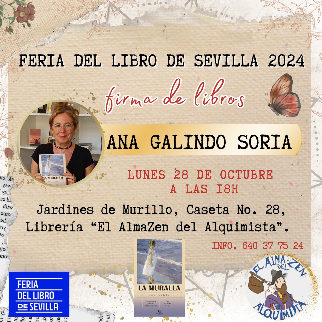 ANAGALINDOSORIA's tweet photo. La muralla invisible estará en la Feria del Libro de Sevilla hasta el 3 de noviembre en 'El AlmaZen del alquimista' (stand 28) y hoy firmaré ejemplares   desde las 18:00 📚🍀 #feriadellibrodesevilla #psicologia https://t.co/Wy7KoLq2o5
