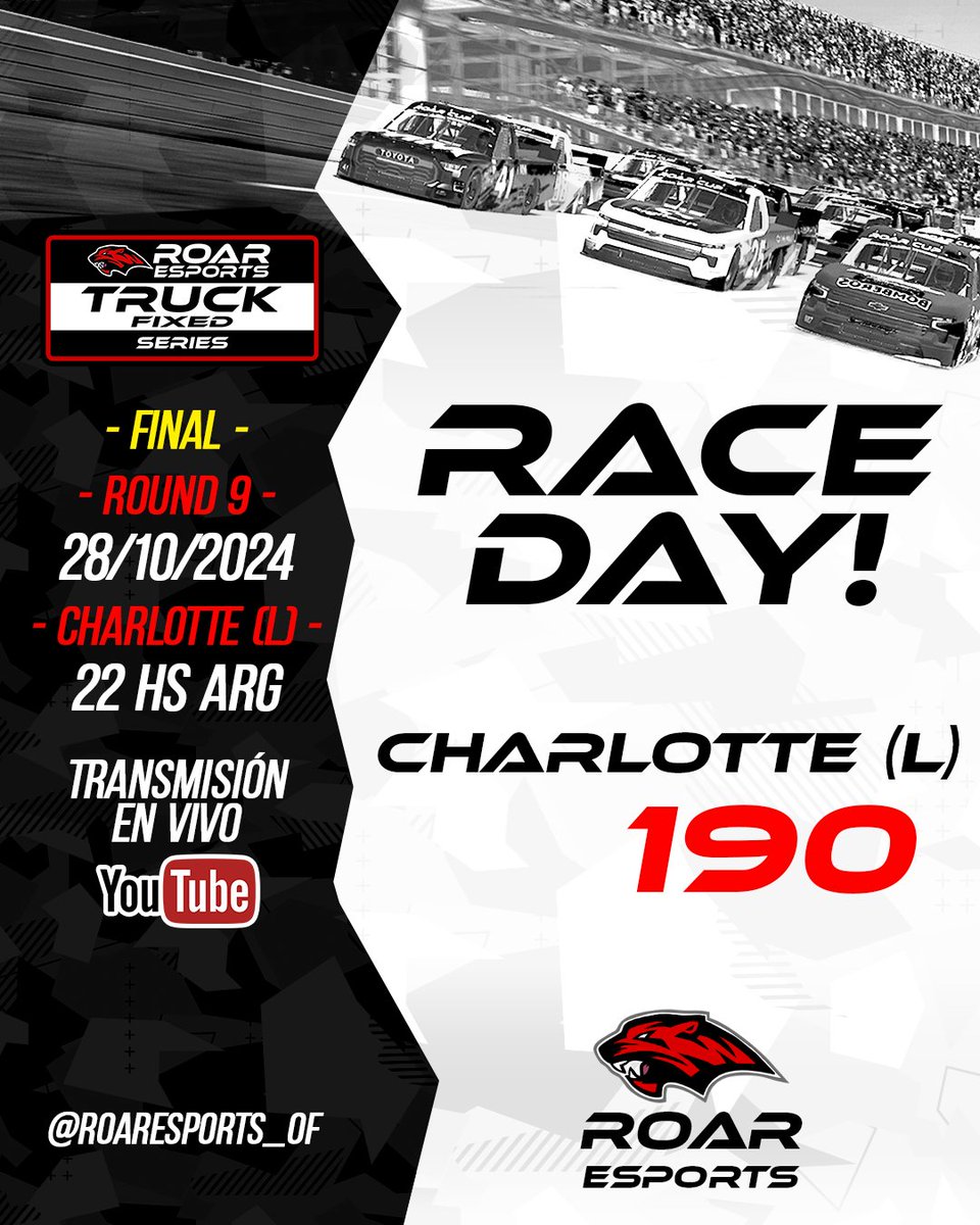 #ROARCUP 🔥TRUCK FIXED - ROUND 9 - FINAL 1🔥

Primer final en la Truck Fixed no te lo pierdas! 🔥

Broadcast / VIVO 👏
youtube.com/live/l3wrFp9pf…

#iRacing #Oval #NASCAR #enascar #Simracing