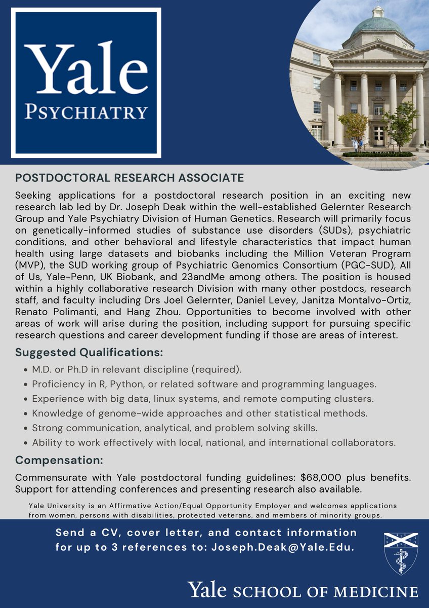 More information on the <a href="/YalePsych/">Yale Psychiatry</a> postdoctoral position can be found here:
