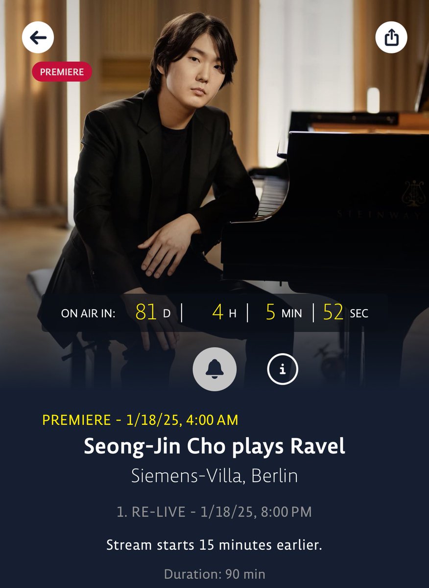 seongjineee's tweet image. 개기쁜 소식
조성진 내년 1월에 라벨 피아노 작품 전곡 음반 발매하는데 영상 스트리밍도 해줌 나 지금 무릎 꿇었드아 
stage-plus.com/video/live_con…