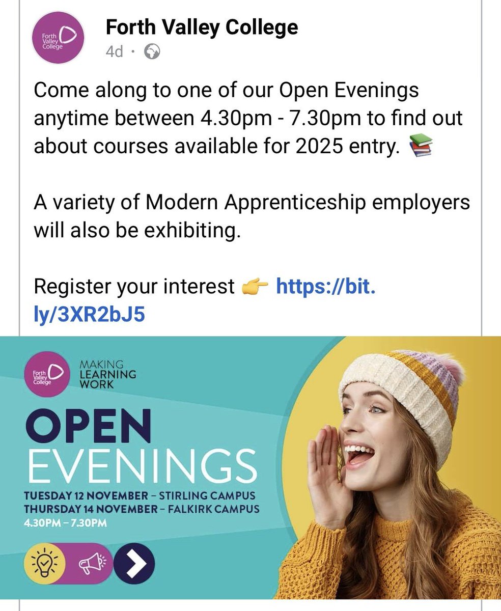 FVC - January Start courses to be published TOMORROW - Tuesday 28/10/24.  

Or how about attending one of their open evenings that are coming up for more information on the college campus/courses being offered in 2025?