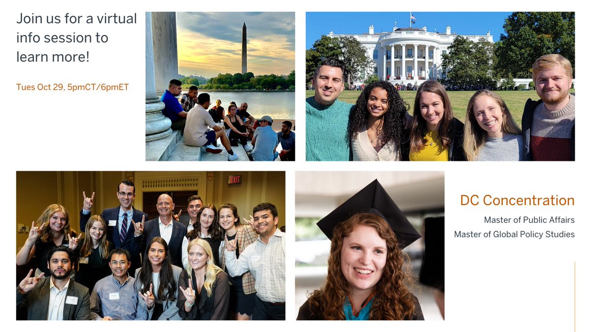 LBJ Washington Center (@lbjschooldc) on Twitter photo Join us for a virtual info session to learn more about <a href="/TheLBJSchool/">The LBJ School</a> DC Concentration! Tues, Oct 29, 5pmCT/6pmET
Register at: apply.lbj.utexas.edu/register/?id=e… Join us for a virtual info session to learn more about <a href="/TheLBJSchool/">The LBJ School</a> DC Concentration! Tues, Oct 29, 5pmCT/6pmET
Register at: apply.lbj.utexas.edu/register/?id=e…