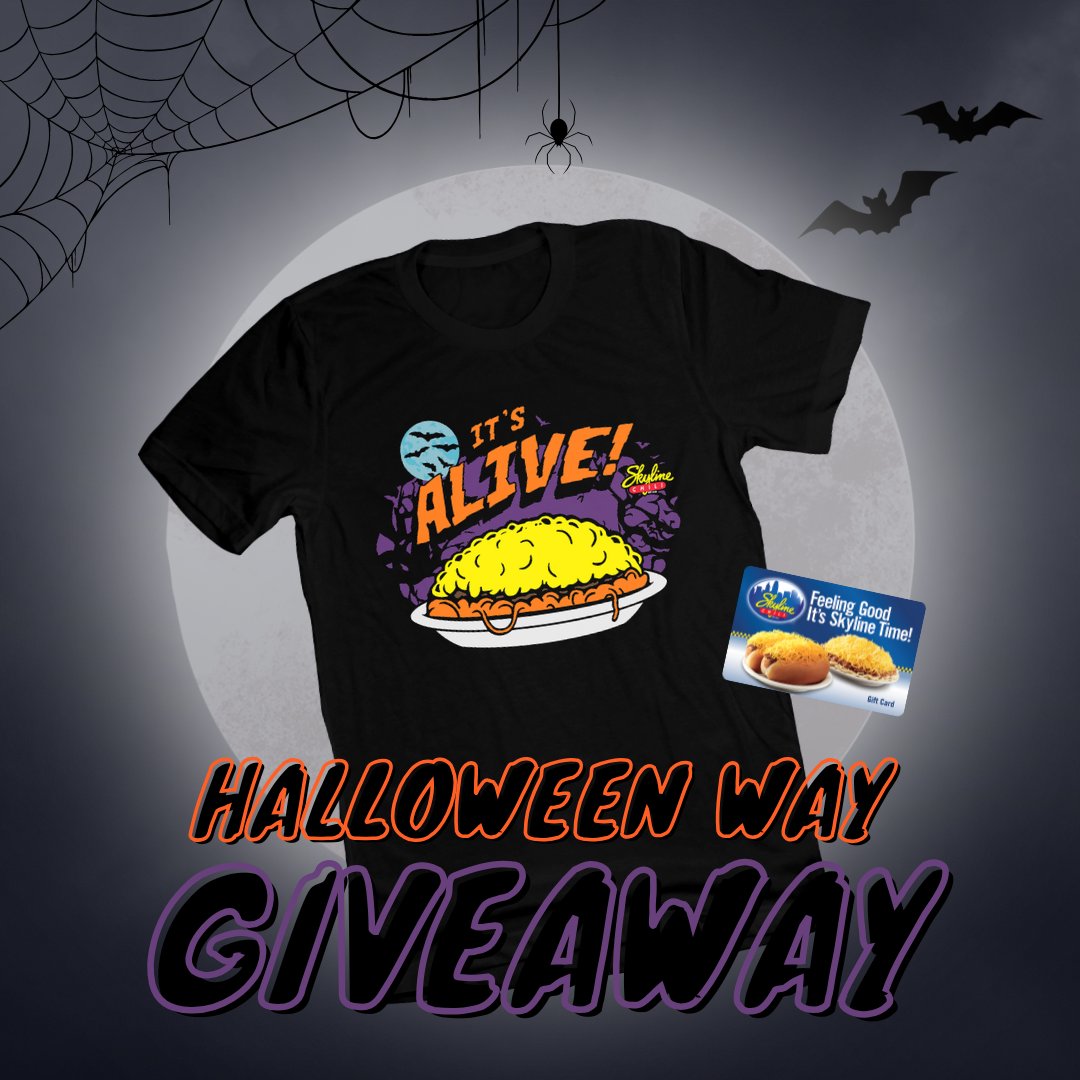 #HappyHalloween Week! We’re creepin’ it real with @cincyshirts latest design! Let us know what you’re being for Halloween in the comments for a chance to win this Halloween Way Shirt and a $25 Skyline gift card! ​

And don’t forget to visit us on October 30 &amp; 31 to try the