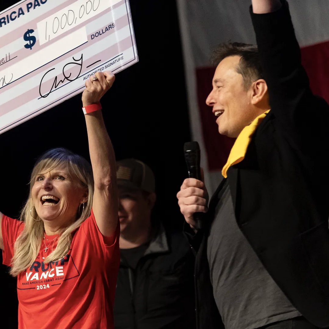 PopBase's tweet photo. Philadelphia’s District Attorney has sued Elon Musk over ‘voter lottery’ which involved giving away $1 million daily to a registered voter in swing states. https://t.co/hAbl0bEknY