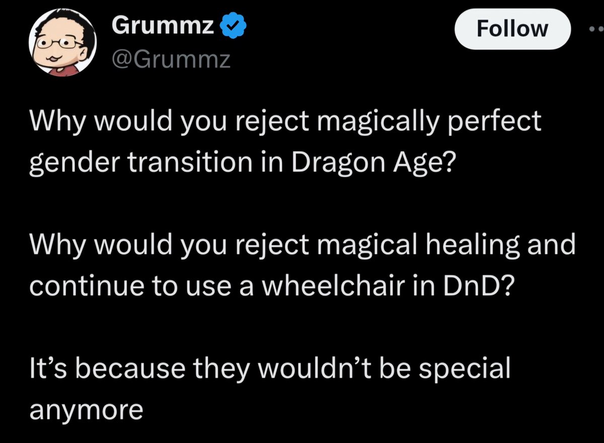 NornQueenKya's tweet photo. Tired of the D&amp;D drama

If you're the type of psycho who lacks the basic social skills needed to understand you don't tell someone in a chair they can't be in one in game, no one's coming up to you in the first place, because you probably always smell like you shat your pants https://t.co/ee0TFrzWtj