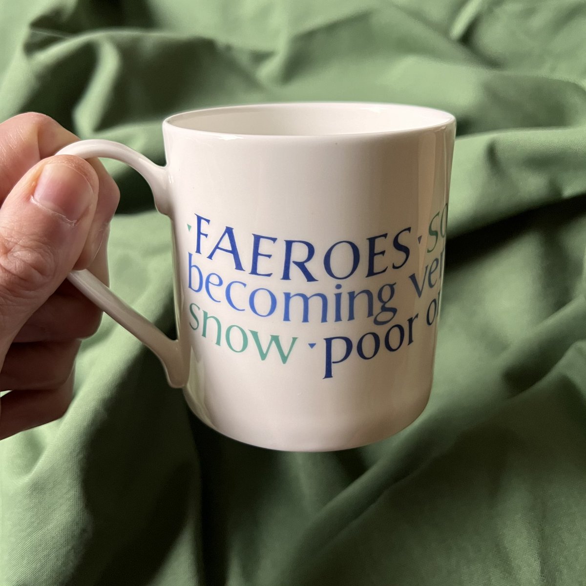zebsoanes's tweet photo. To celebrate 100 years of The Shipping Forecast, I’ve been sent this most beautiful mug, with hand lettering by Rosemary Eatherden. Check out her other designs at https://t.co/yh9Jdove8b 
Thank you! 🙏 ‘Tea, imminent.’ https://t.co/DpvQ3SkSs2