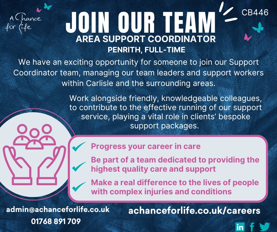 We're recruiting for a new Area Support Coordinator, to join our fantastic coordinators team. If you are an experienced support worker with a passion for leading teams and improving people's quality of life, this might be the job for you. bit.ly/3AjCitL