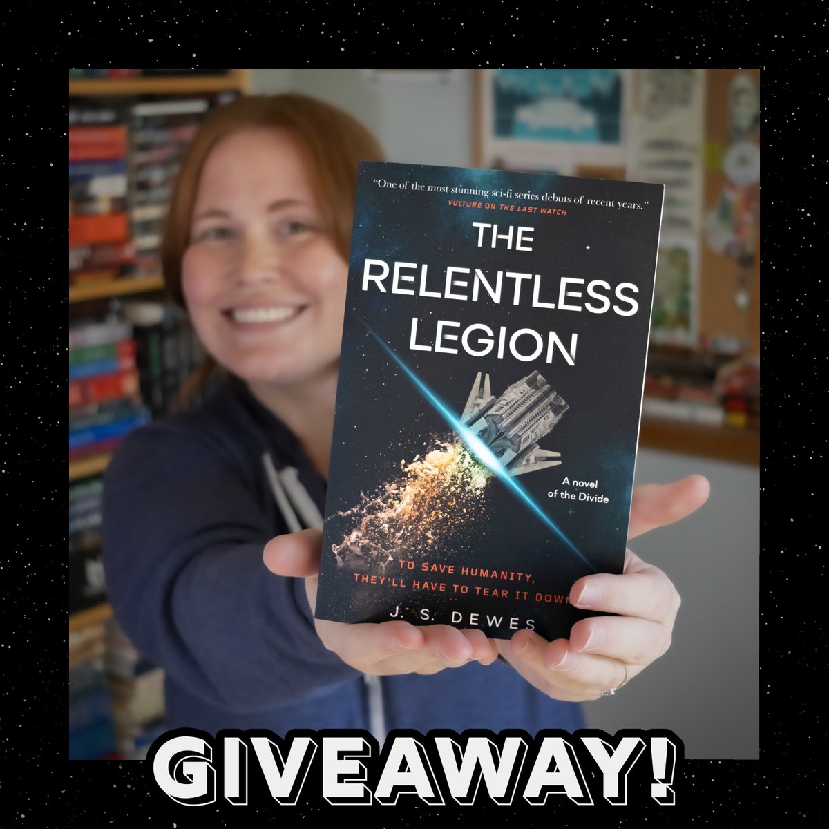 #TheRelentlessLegion will be out in just 2 WEEKS! To celebrate, I’m giving away FIVE signed copies of the paperback! 🎉

TO ENTER:⁠
👋 Follow me!⁠
💬 Comment w/your favorite sci-fi character &amp; tag a friend!⁠

Additional rules in thread! 🧵