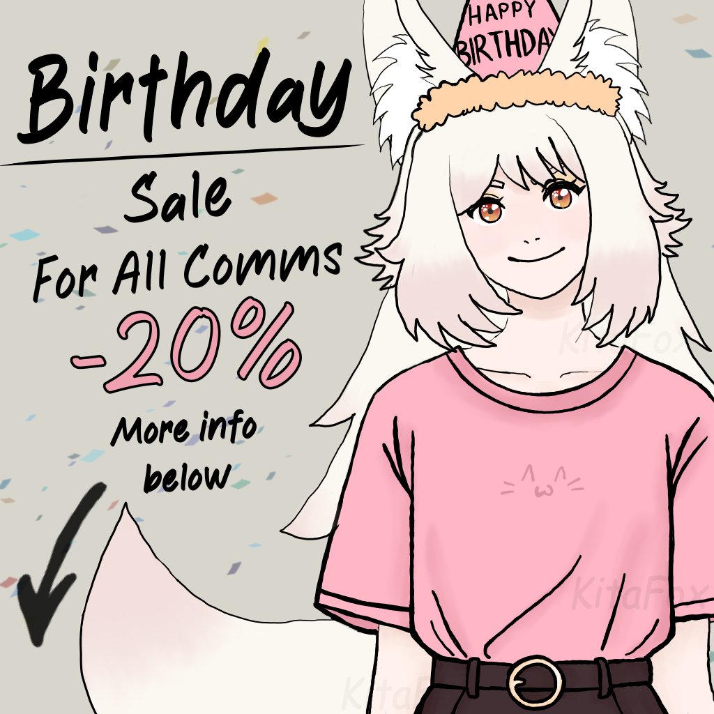 xKitaFox's tweet photo. Soon To Be The Birthday Girl Commission Sale! 🥳🎉 20% off for every request - my goal is to gather funds for a new tablet! 💻
DM to book the slot 🫡
#PLVtuber #Vtuber #ENVtuber #commisionsopen #commsopen #ArtCommissions #SaleArt #CommissionSale #LimitedOffer #ArtDiscount https://t.co/VAG8JONxVh