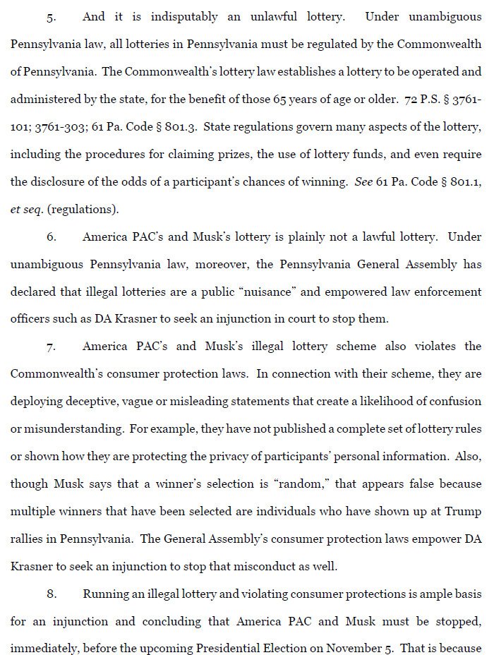 adambonin's tweet photo. Philly DA Larry Krasner has sued in Common Pleas Court to enjoin Elon Musk and America PAC from continuing to run an illegal lottery in Pennsylvania. #justiceforgus HT: @jeremyrroebuck
https://t.co/AiHur88ijl https://t.co/ABNz9t6MBg