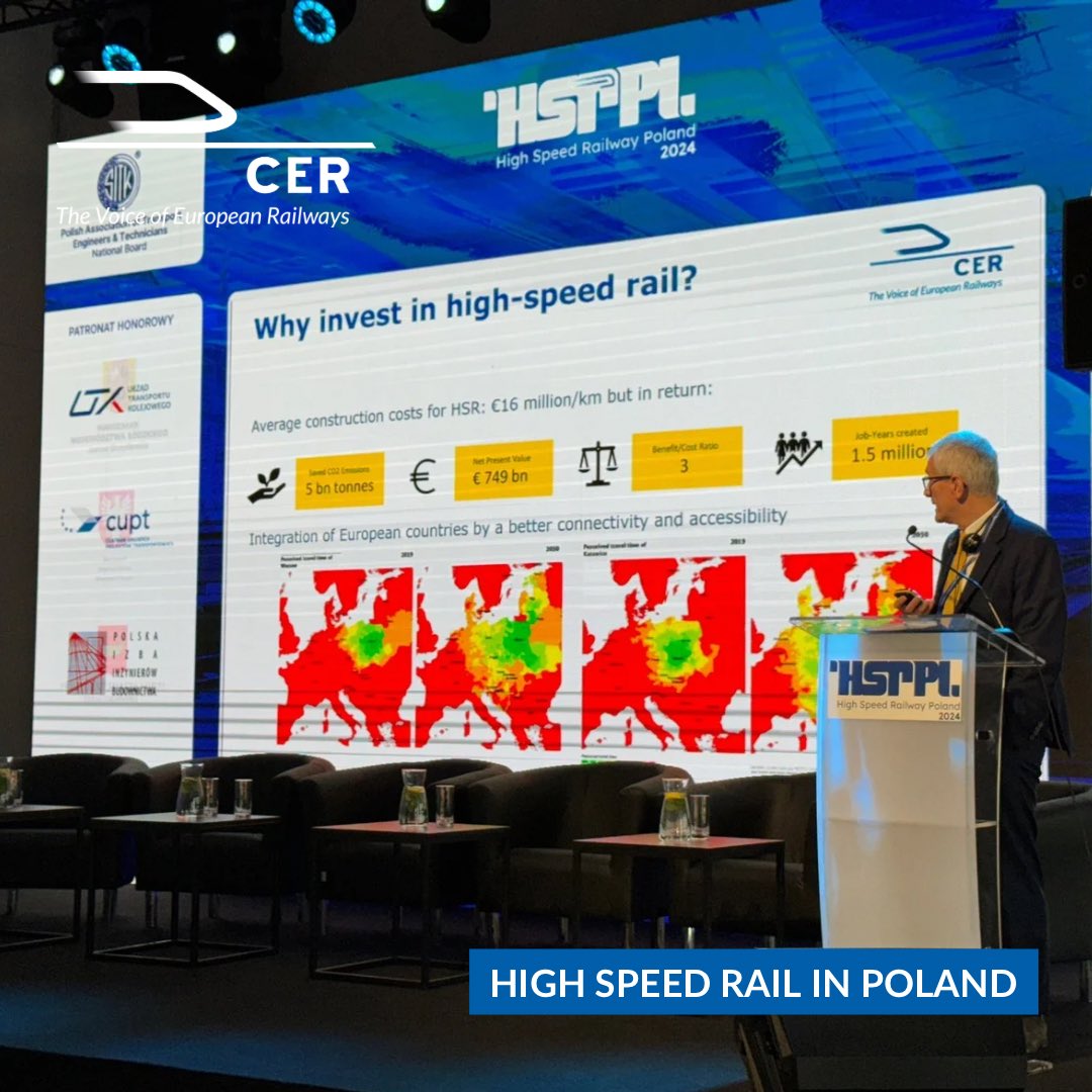 CER_railways's tweet image. In 🇵🇱, CER Executive Director @albertowmazzola exchanged on the benefits &amp;amp; needs of a European High-Speed Rail Network connecting all European capitals and major cities:

👉Connect Europeans
👉Clean mobility
👉Competitiveness
👉Boost economy

#OnTrackForEurope