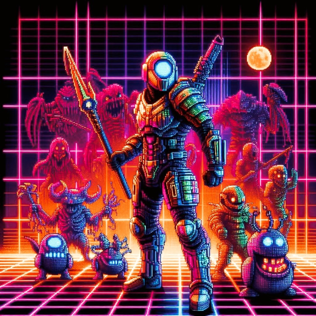 An epic showdown of cyber warriors battling neon beasts in a retro-futuristic arena. #DigitalArt #SciFi #Cyberpunk #RetroWave
#DigitalArt #Futuristic #NeonVibes #NFTCommunity #ArtCollectibles #SciFiArt #GameArt #NFTs #nftart #arena #RETROGAMING #RetroVibes