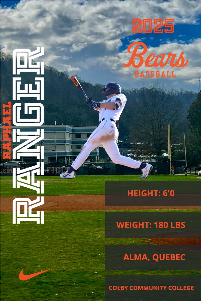Help us welcome our newest commitment to Bears Baseball, Raphael Ranger! A transfer from Colby Community College hailing from Alma, Quebec! #climbthemountain