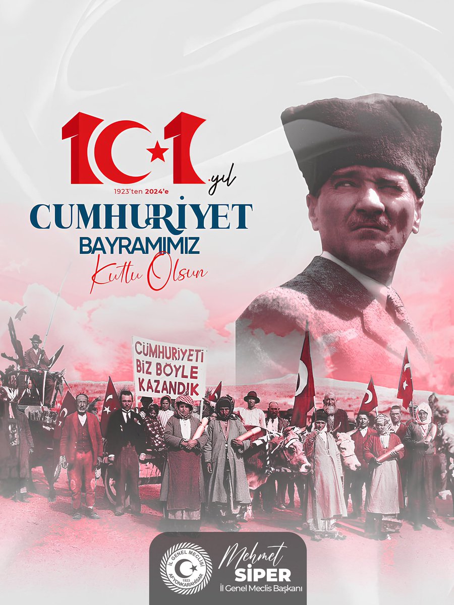 Cumhuriyetimizin 101. yılını büyük bir gurur ve mutlulukla kutluyoruz. Gazi Mustafa Kemal Atatürk ve tüm kahramanlarımızı minnetle anarken, geleceğe umutla bakmaya ve bu değerli mirası yaşatmaya devam edeceğiz. 29 Ekim Cumhuriyet Bayramı’mız kutlu olsun!