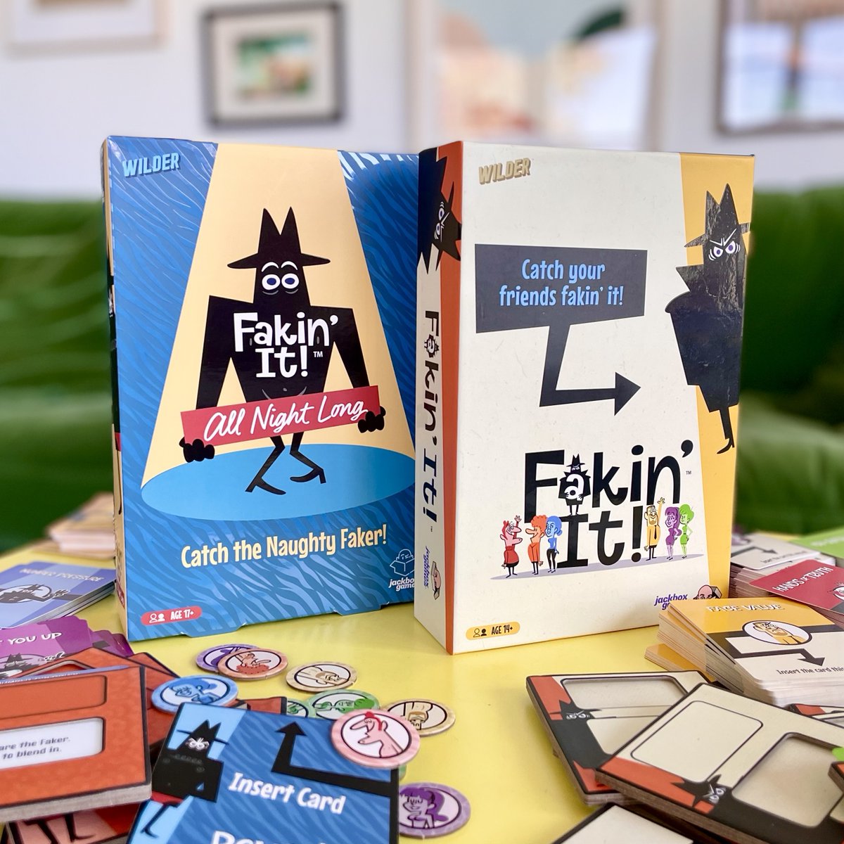 jackboxgames's tweet photo. Think you can lie IRL??

A Fakin’ It board game is dropping this November 1st on Amazon! Play 300 task cards with your friends for just $19.99 USD!

And when you're ready for something naughtier, play the 17+ Fakin’ It All Night Long board game with 150 task cards for $9.99 USD. https://t.co/i6pXQpzMTI