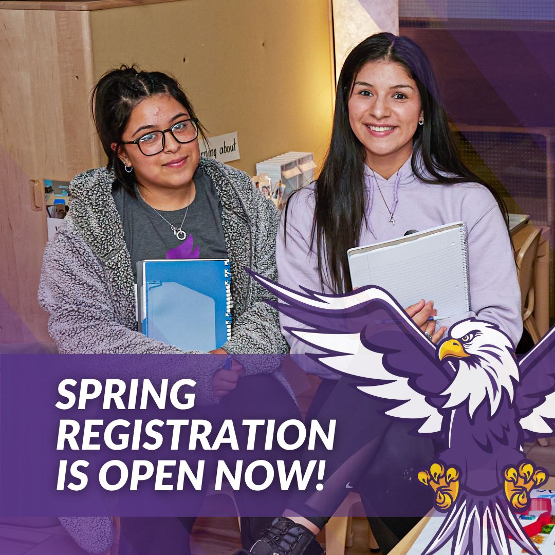 IVCCEagles's tweet image. 📚 #SpringRegistration is open now! Classes start January 9, 2025. 

Returning students: Log in to IVCC Self-Service buff.ly/3Pxc8YY 
New students: Apply at buff.ly/3Ai1v7V and meet with a counselor

Get more info at buff.ly/48oj4jk 
#IVCC #IllinoisValley