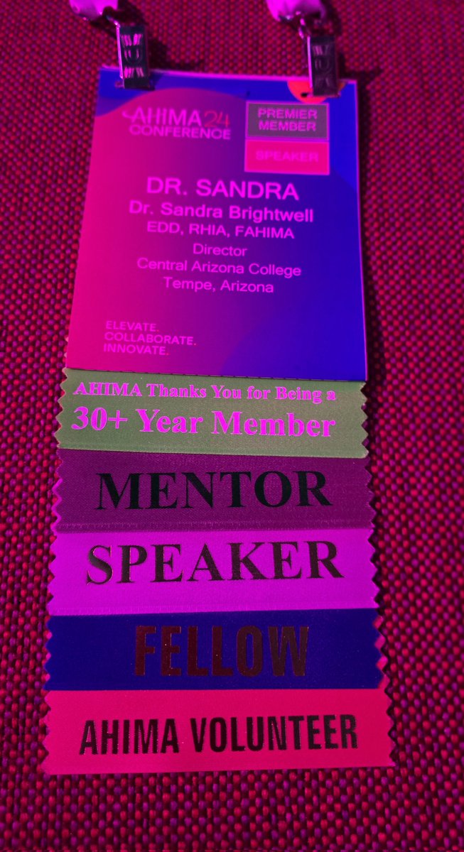 sandybrightwell's tweet photo. It's my 30th anniversary of attending #AHIMA Annual Conferences. Time sure flies when you're having fun! Elevate.Collaborate.Innovate. https://t.co/v3VWPtktmO