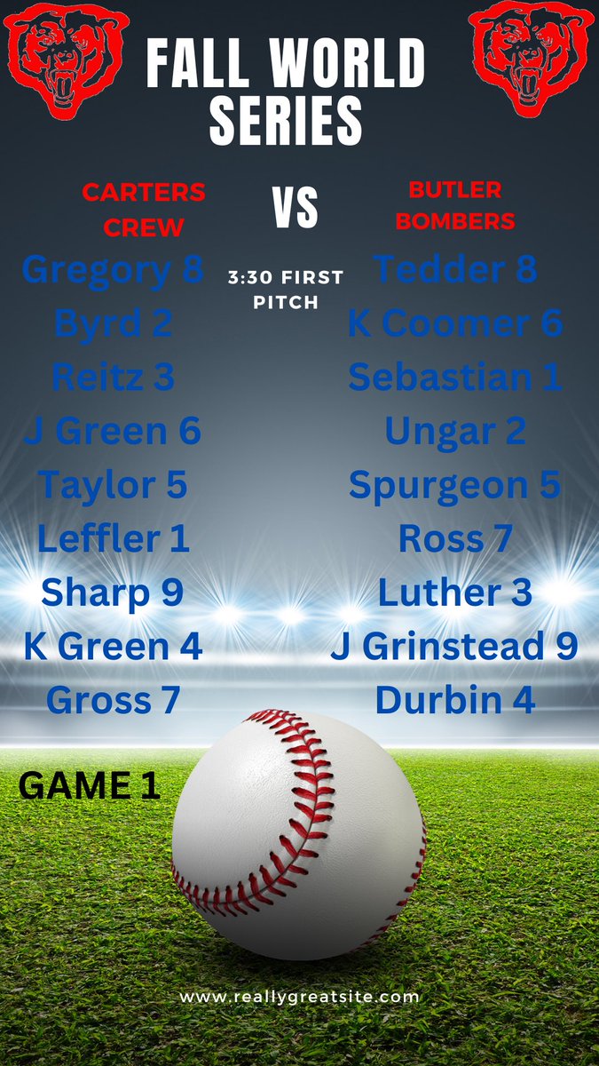Game 1 of Fall World Series today at 3:30
