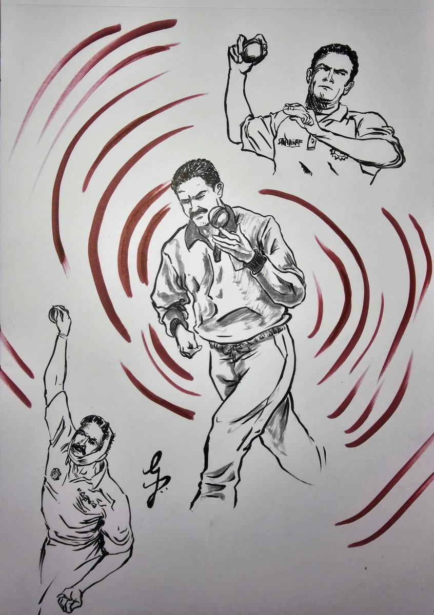 Day 28 - Jumbo 

Indian Cricket all time great  Anil Kumble's nickname was Jumbo. The man who bowled with a broken Jaw and got Lara out,  the legend who took all ten wickets in an innings,  the memories are endless .. c'mon Jumbo !! 
#inktober2024 #inktober #AnilKumble