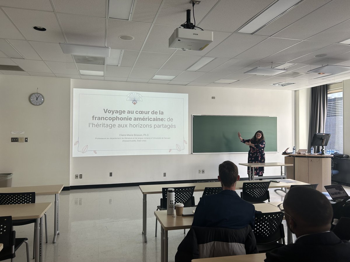Pour clôturer la première matinée, <a href="/ClaireMBrisson/">Dr. Claire-Marie Brisson</a> de l'Université <a href="/Harvard/">Harvard University</a> nous propose un voyage au coeur de la francophonie américaine. Une présentation à la croisée de la linguistique et de la culture francophone 👏