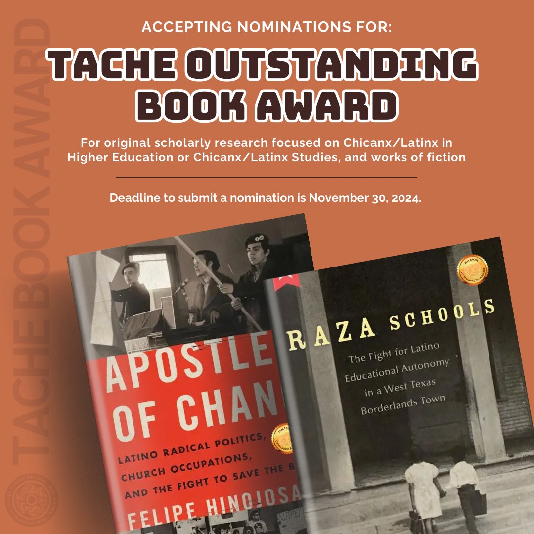 📚Nominations are still open for the 2025 TACHE Outstanding Book Award!

⏰NOMINATIONS CLOSE NOVEMBER 30TH!

🔗Visit tache.org to submit your nomination today and to register for the 2025 TACHE State Conference.