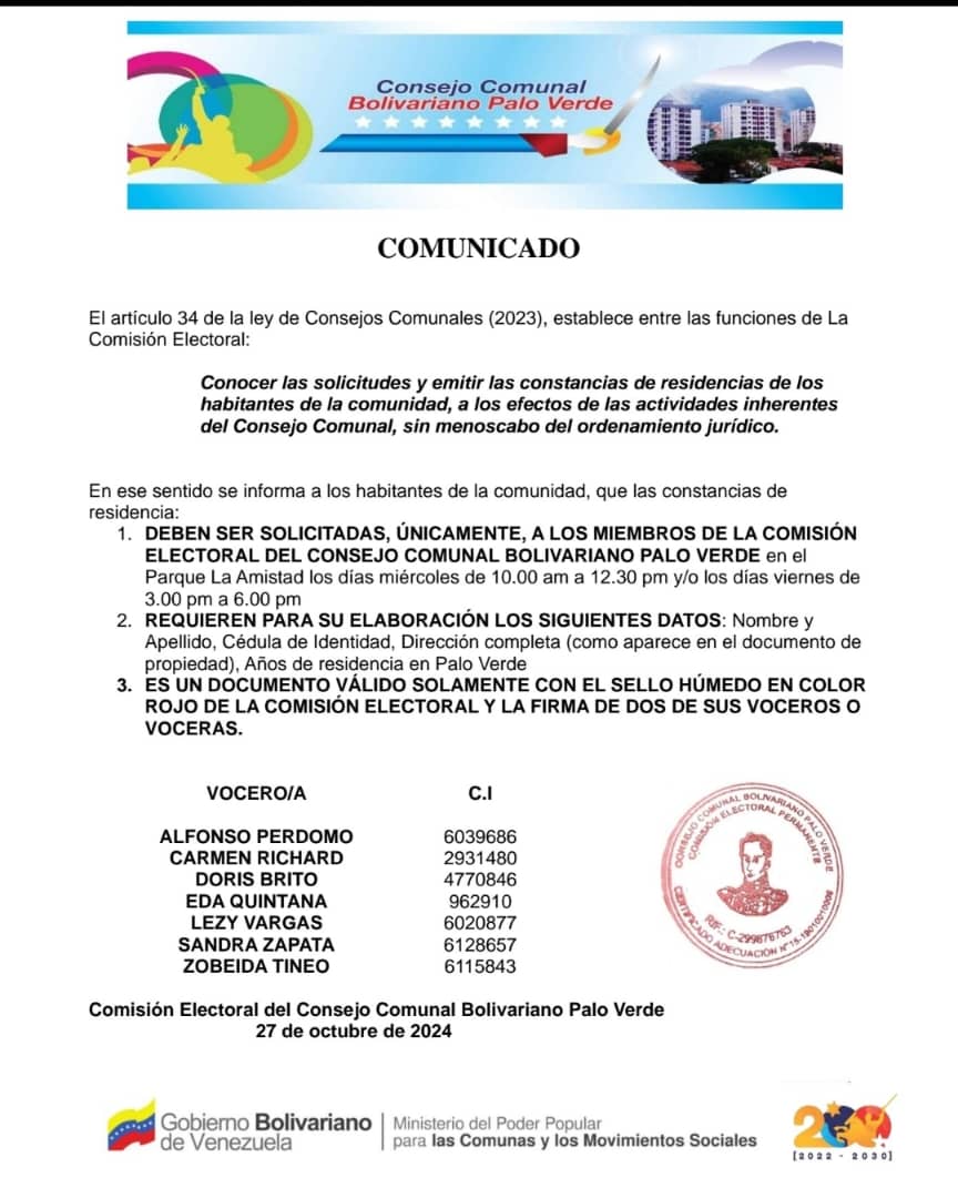 <a href="/RedPaloVerde/">Red Palo Verde</a> <a href="/LomasDelAvila/">Lomas del Avila</a> <a href="/PaloVerdeAlerta/">Palo Verde Alerta</a> <a href="/paloverde_lomas/">Urb. Lomas del Avila Y Palo Verde</a> <a href="/PaloVerdeVecino/">Vecinos Palo Verde</a> <a href="/VECIN0PaloVerde/">Vecinos Palo Verde</a> <a href="/accionvecino/">Acciòn Vecinos</a> <a href="/Calle15LdlAvila/">calle 15 lomas del avila</a> información de interés para toda la comunidad de #PaloVerde, dale RT y difunde.