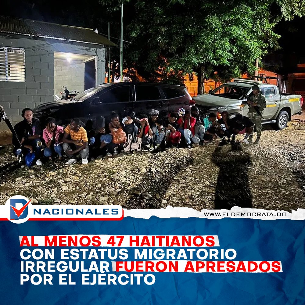 Al menos 47 haitianos con estatus migratorio irregular fueron arrestados por miembros del Ejército de República Dominicana en diferentes operativos realizados durante el fin de semana en las provincias Santiago Rodríguez  y Valverde .

Durante un recorrido de vigilancia, una