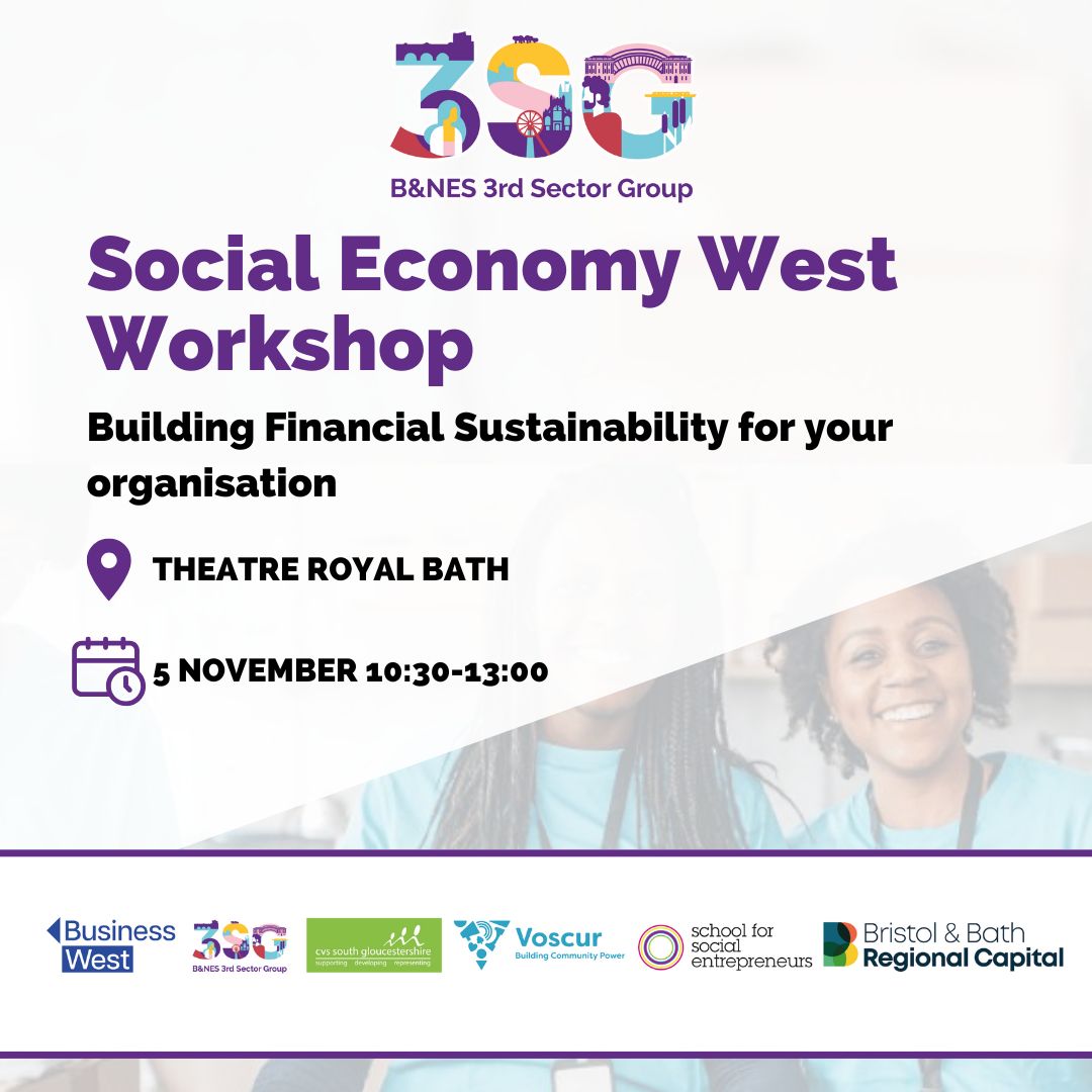 Our next 'Social Economy West' workshop is designed to provide you with practical advice and actionable strategies to kickstart your journey towards financial sustainability.
Join us on Nov 5th, 10:30 - 13:00 at Theatre Royal Bath. Register for free here: lnkd.in/evpqCzC8