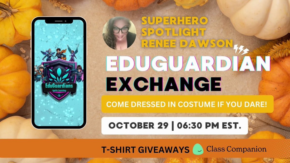 EduGuardians (@eduguardian5) on Twitter photo 🎃 Join our EduGuardian Exchange TOMORROW for a hauntingly fun session! 👻✨ Come in costume for a chance to win a <a href="/ClassCompanion_/">Class Companion 🦸 📝</a> t-shirt!
Register: tinyurl.com/yjezbtfe 🧙♂️ 🎃 Join our EduGuardian Exchange TOMORROW for a hauntingly fun session! 👻✨ Come in costume for a chance to win a <a href="/ClassCompanion_/">Class Companion 🦸 📝</a> t-shirt!
Register: tinyurl.com/yjezbtfe 🧙♂️